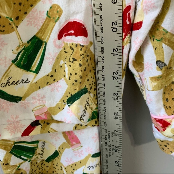 8 Oak Lane holiday leopard with Santa hat and champagne pajamas pant set. Size M - Picture 8 of 14